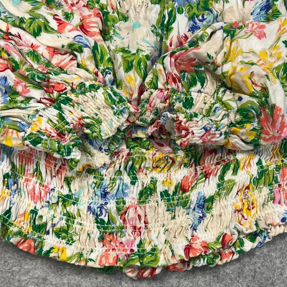 AFRM Floral Smocked Crop Top‎ Long Balloon Sleeve Cottagecore Festival Medium - Picture 4 of 7